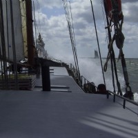 Klipper zeilen op de Waddenzee